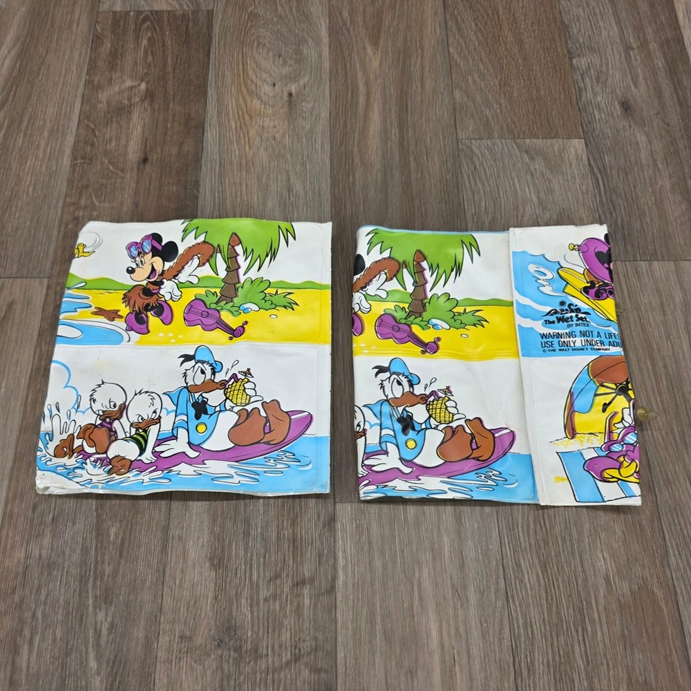 Vintage Disney Mickey Donald Daisy Intex The Wet Set Inflatable Arm Floaties